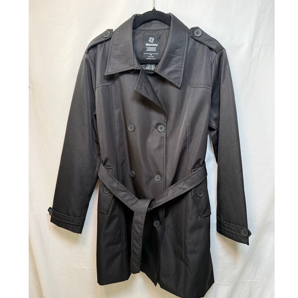 Wantdo Women's Double Breasted Trench Coat, Black, Size XL